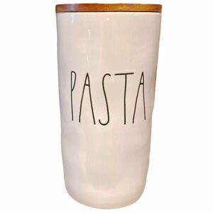 White Pasta Canister with Wooden Lid
